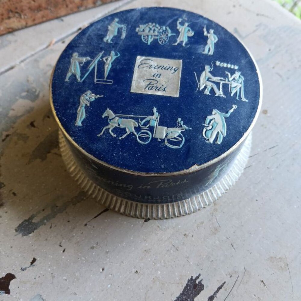 Cobalt Blue Dusting Face Powder Box EVENING IN PARIS Bourjois Perfume